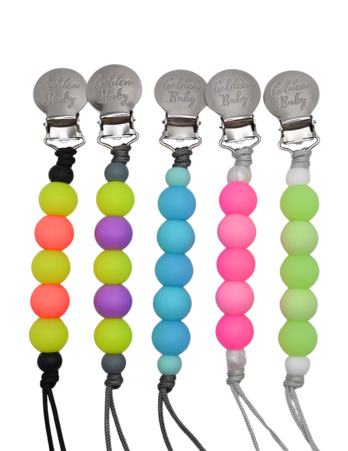 Baby Pacifier Clip in Glow-in-the-Dark Green | Safety-Tested Food-grade Silicone Paci Clip