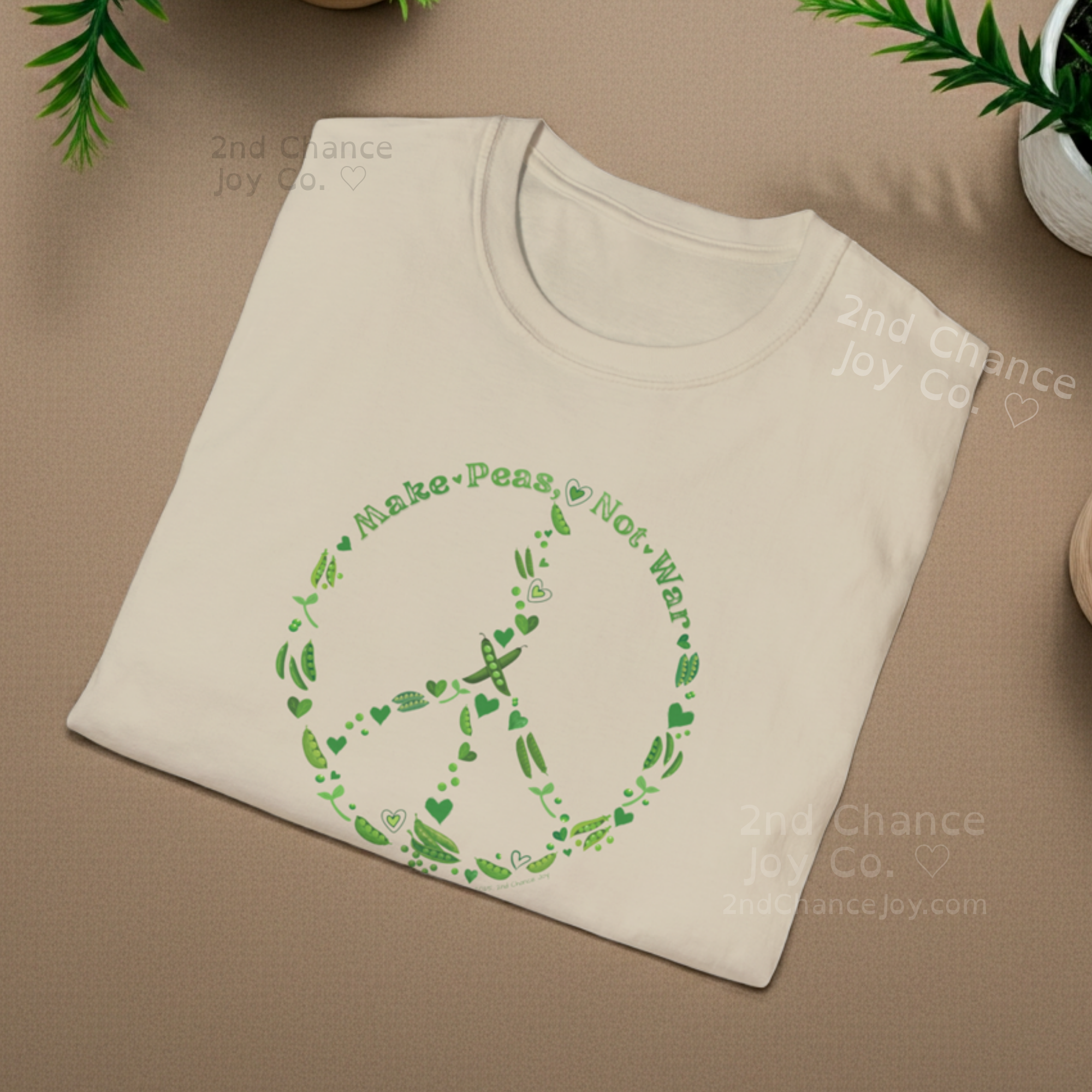 Make Peas Not War T-Shirt | Sweet Pea Peace Symbol Unisex Adults Tee