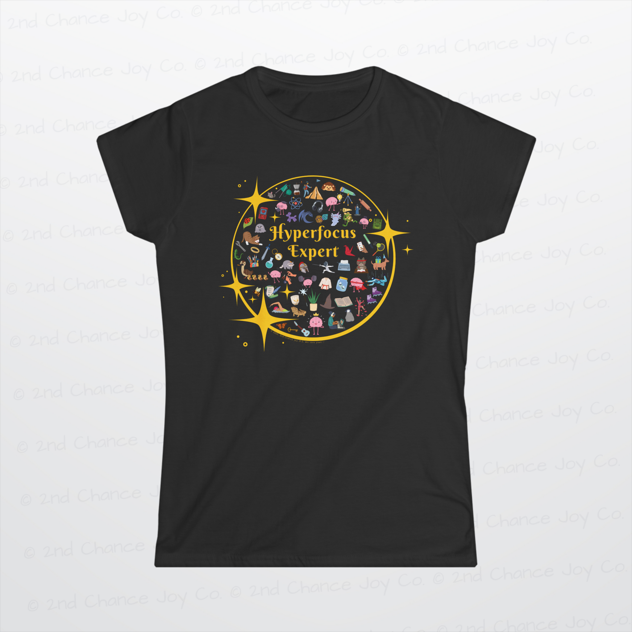 Hyperfocus Expert *Juniors Fit* | ADHD & Neurodiversity Starry Mini Icons - Juniors/Ladies Slim-Fit T-Shirt