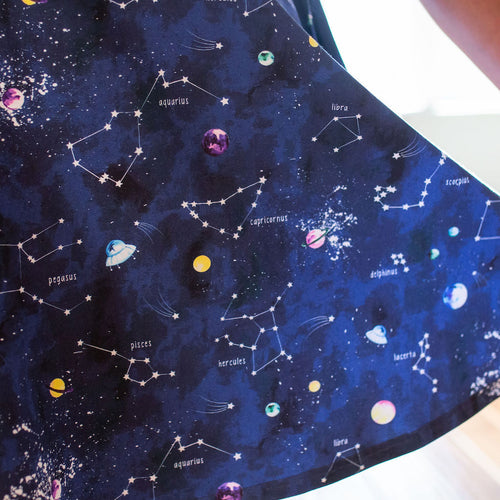 "Cosmic Compass" Constellations Adult Sleeveless Dress with Pockets