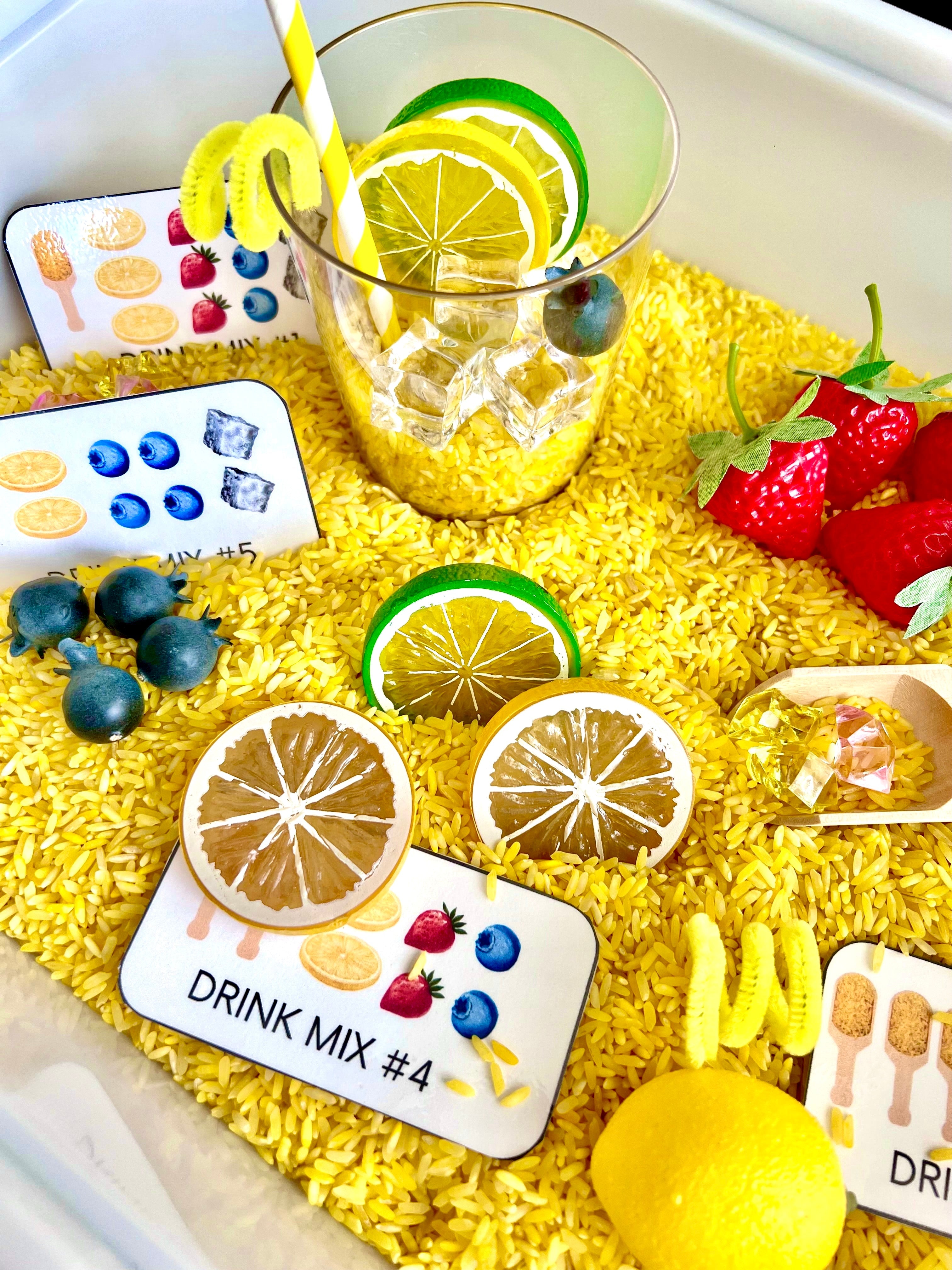 Lemonade Stand Sensory Learning Kit | Themed Sensory Table Supplies Kit for Shared Play