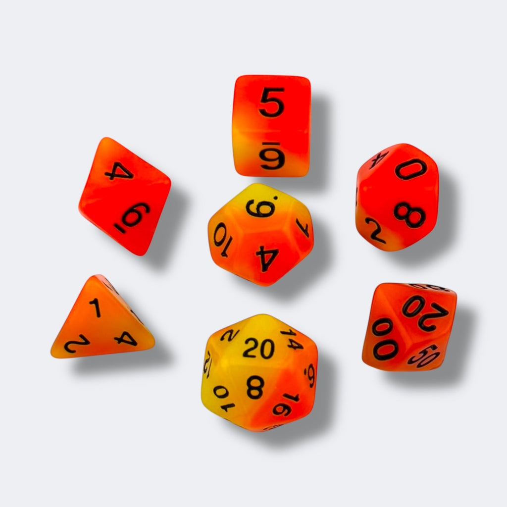 Sunforge Dice | Glow-in-the-Dark 7-piece Easy Visibility RPG Dice Set