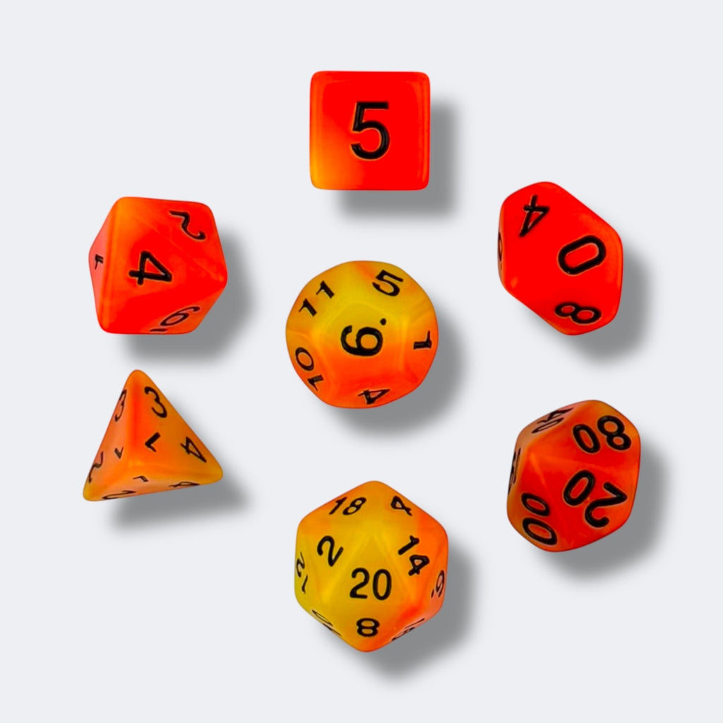 Sunforge Dice | Glow-in-the-Dark 7-piece Easy Visibility RPG Dice Set