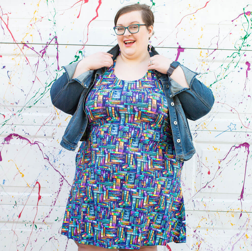 "Lost in the Stacks" Adult Books Sleeveless Dress with Pockets