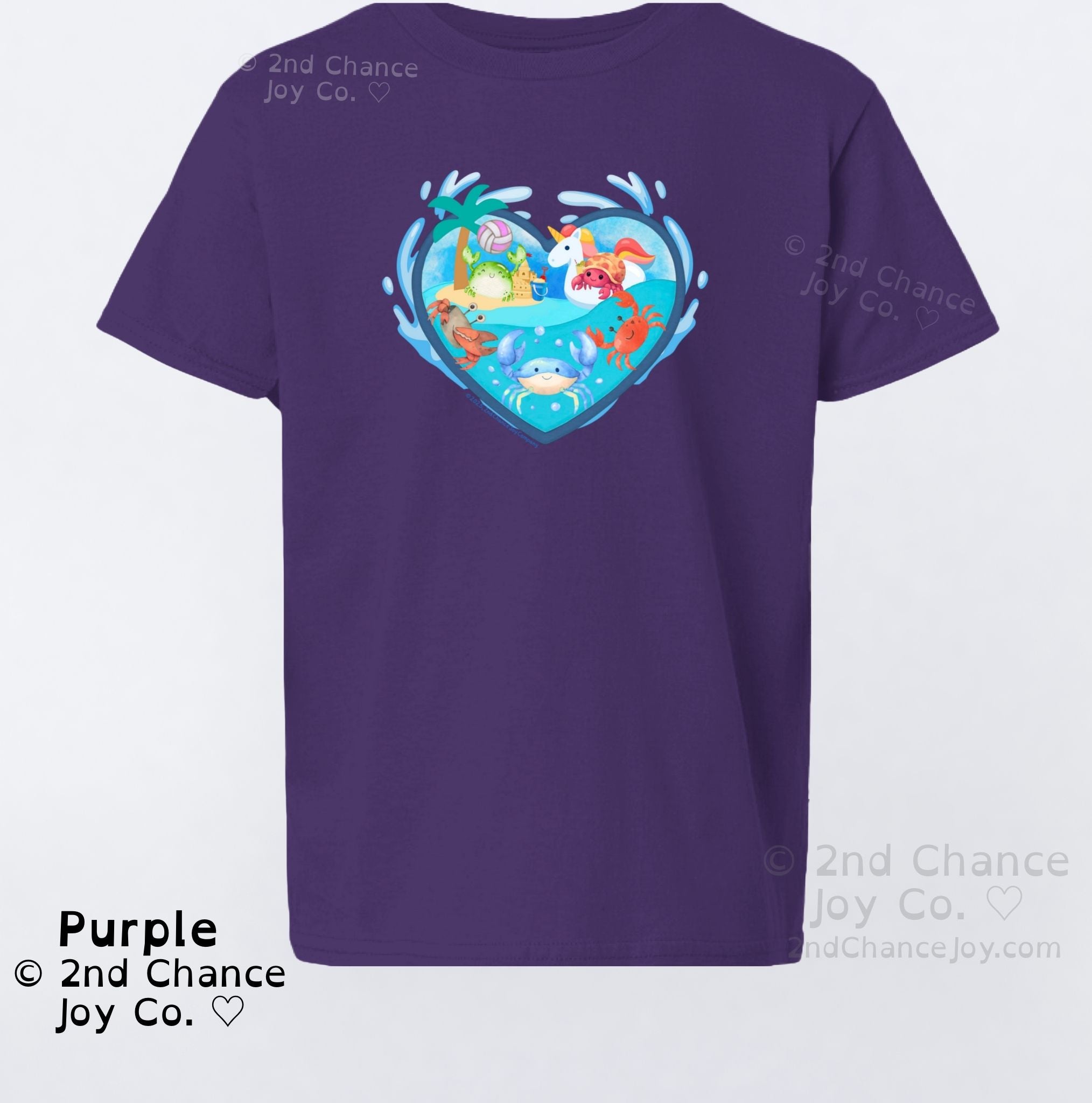 Crabby Hearts Kids T-Shirt | Cute Ocean Crabs and Unicorn Heart Soft-Fit Kids Tee