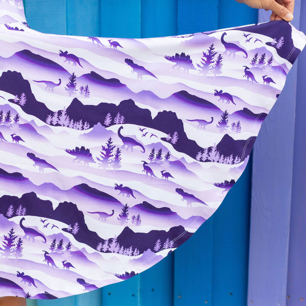 Adult "Dinoscape" Dinosaur Wilderness Super Twirler Dress with Pockets