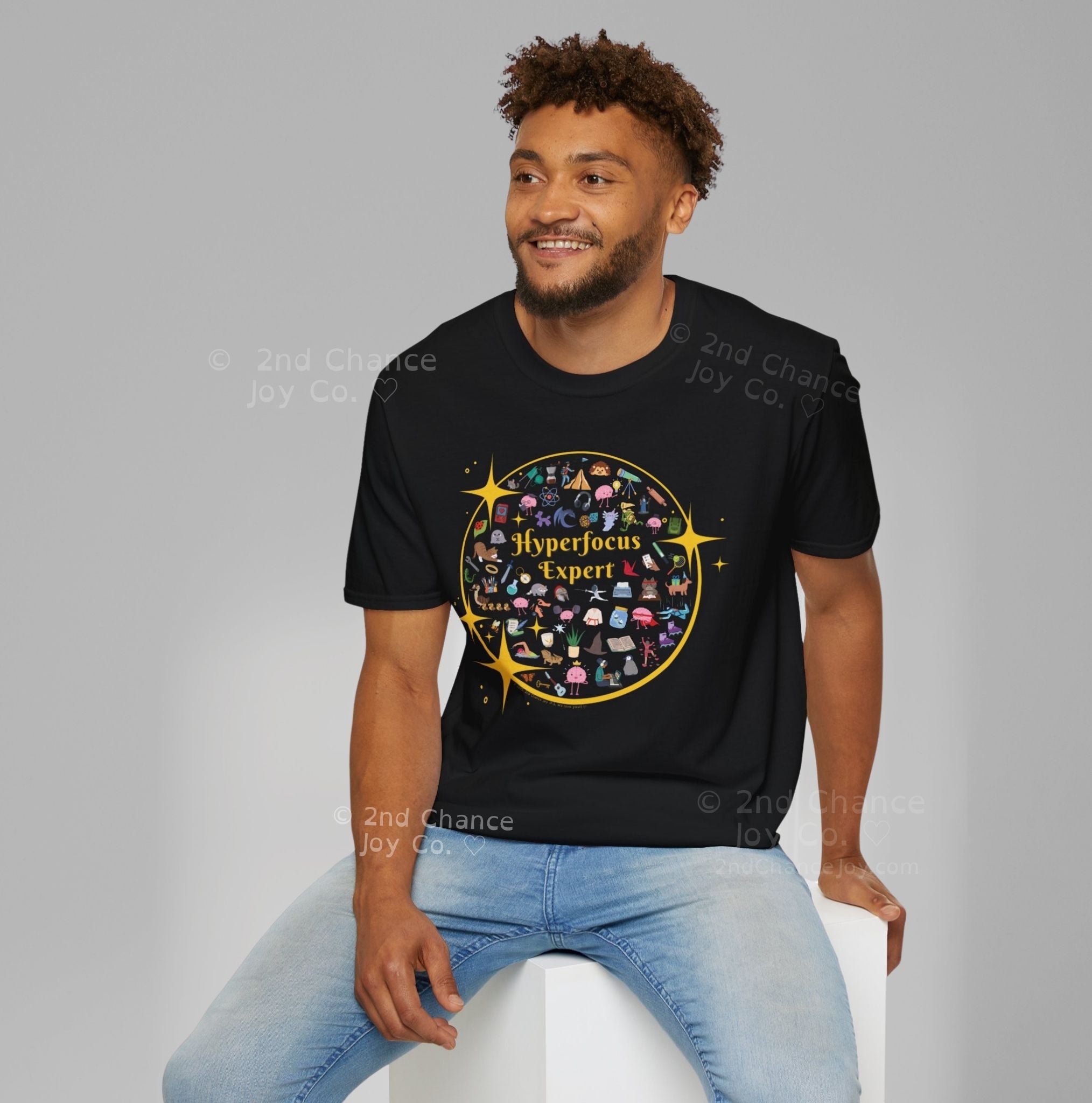 Hyperfocus Expert T-Shirt | ADHD and Neurodiversity Unisex-Fit Starry Mini Icons T-Shirt