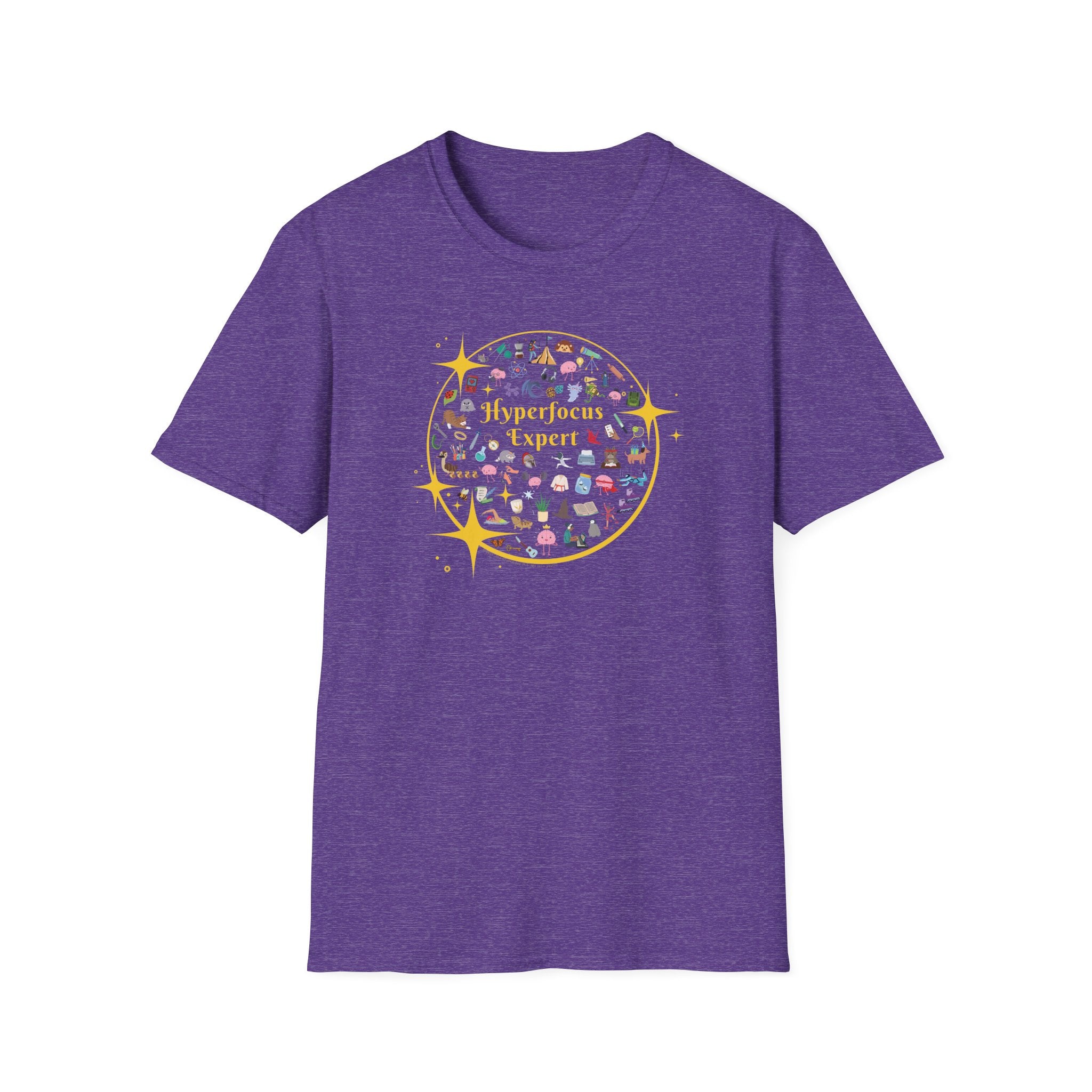 Hyperfocus Expert T-Shirt | ADHD and Neurodiversity Starry Mini Icons Shirt - Unisex Adults