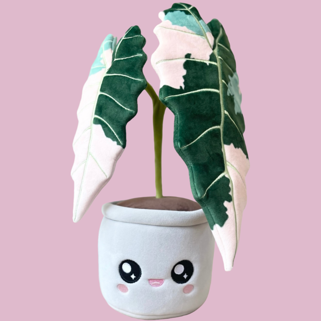 Variegated Alocasia Amazonica Plant Plushie | 15-inch Botanical Plant Plush