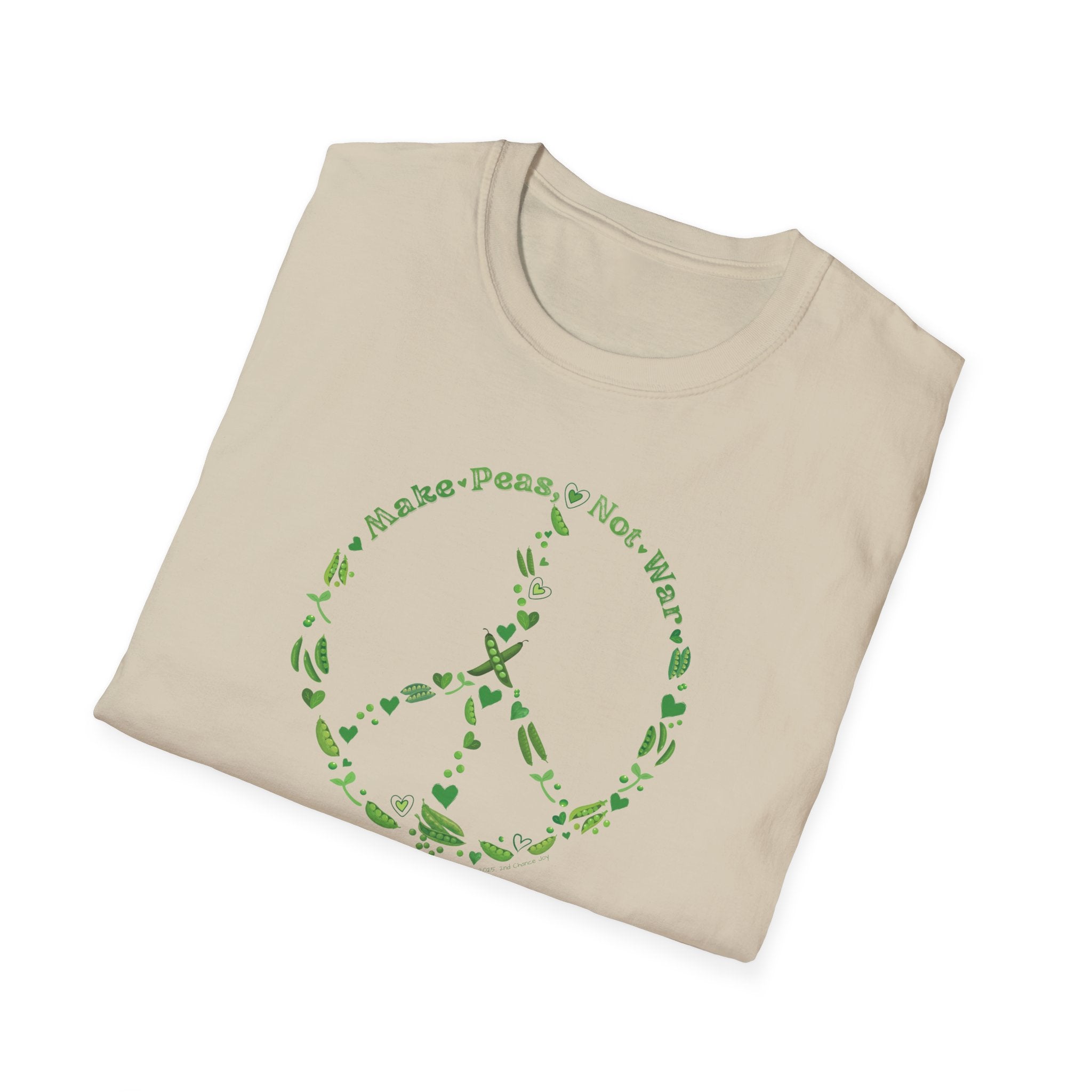 Make Peas Not War T-Shirt | Sweet Pea Peace Symbol Unisex Adults Tee
