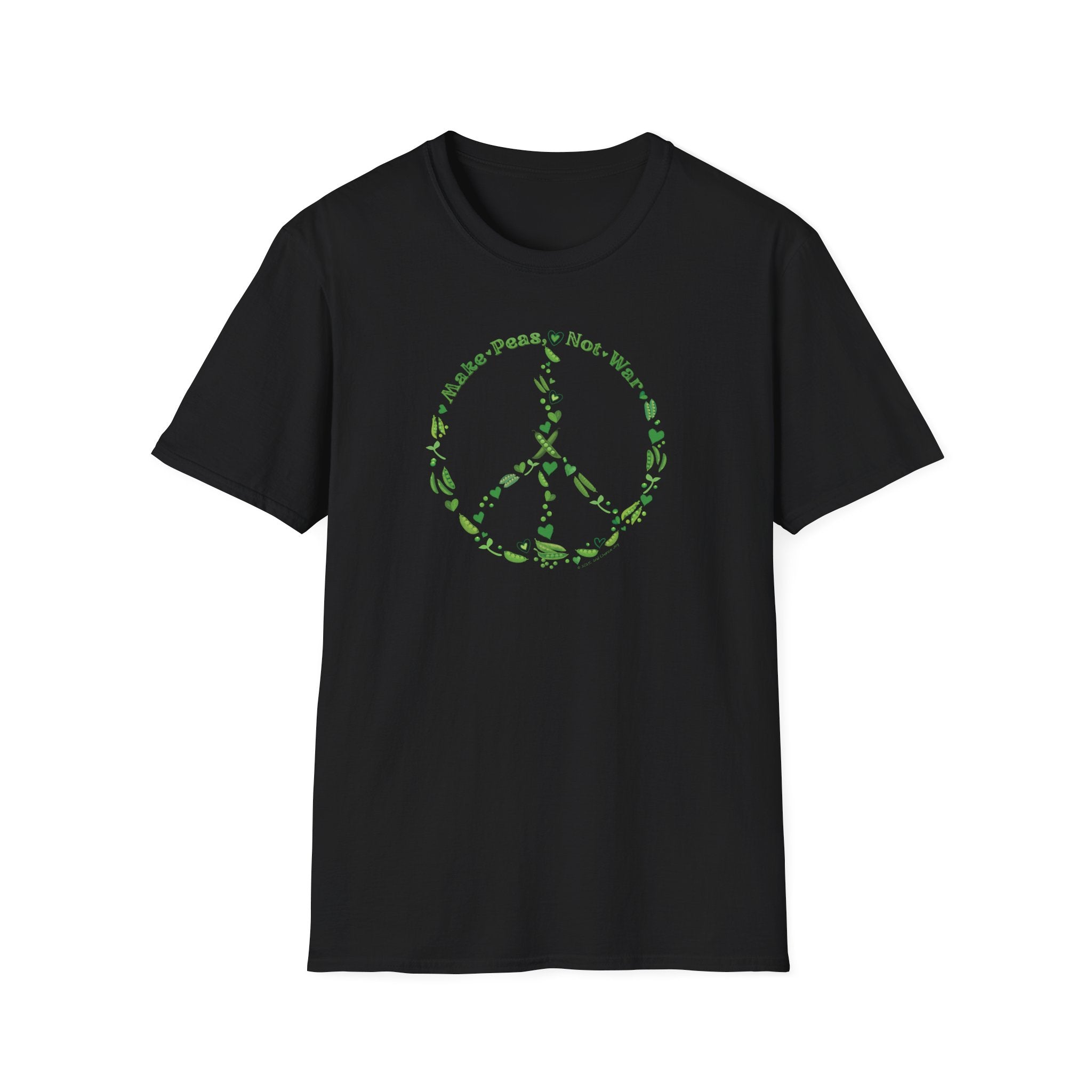 Make Peas Not War T-Shirt | Sweet Pea Peace Symbol Unisex Adults Tee