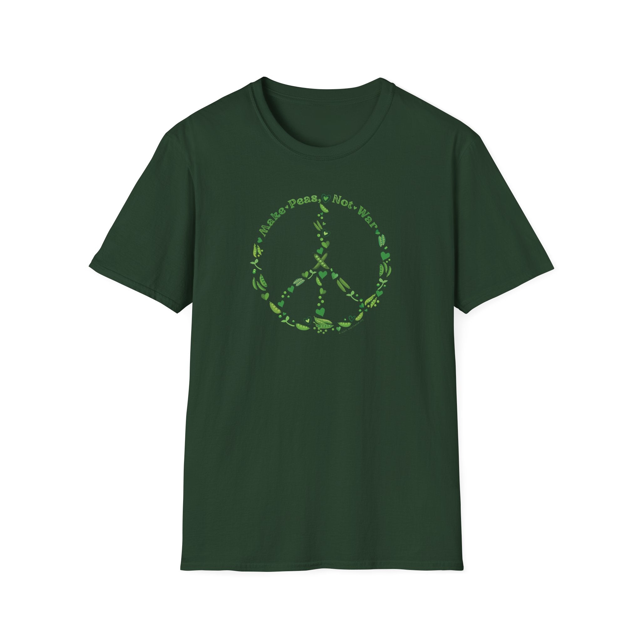 Make Peas Not War T-Shirt | Sweet Pea Peace Symbol Unisex Adults Tee