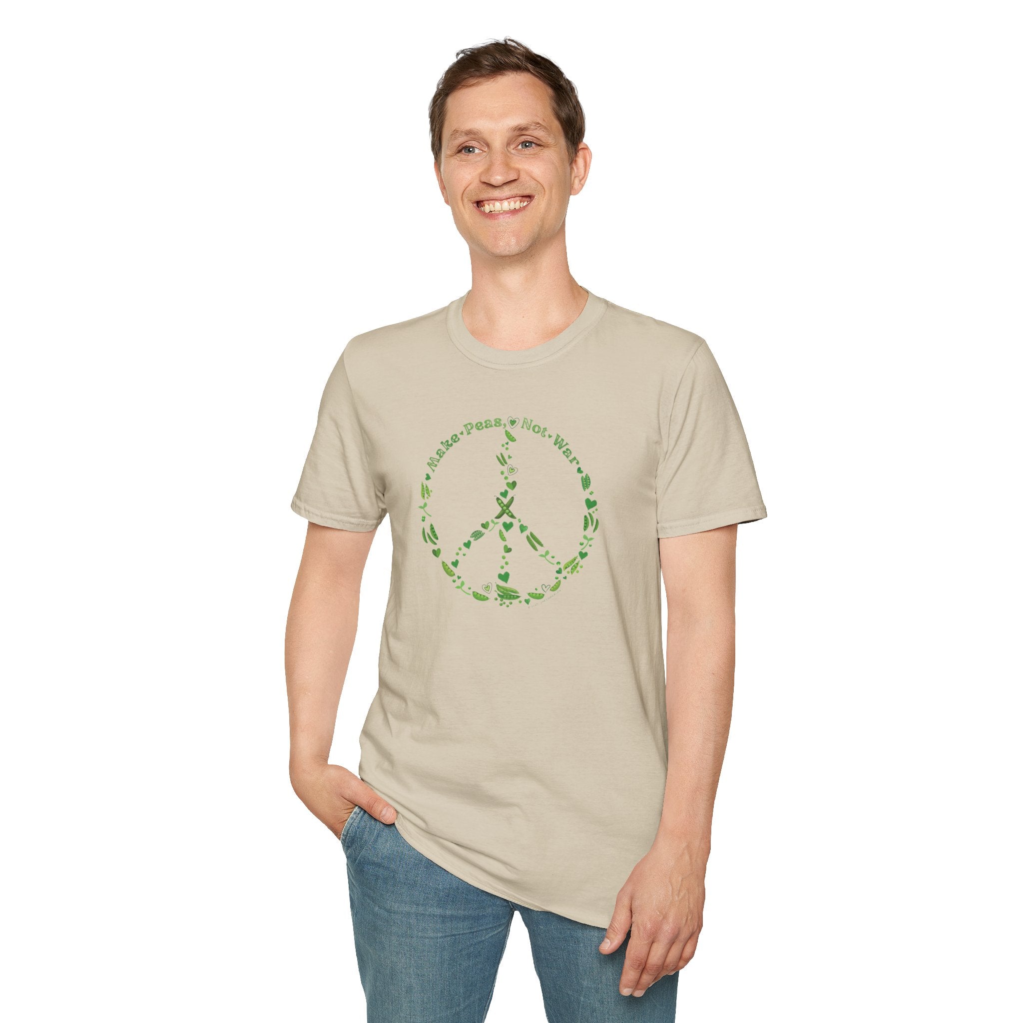 Make Peas Not War T-Shirt | Sweet Pea Peace Symbol Unisex Adults Tee