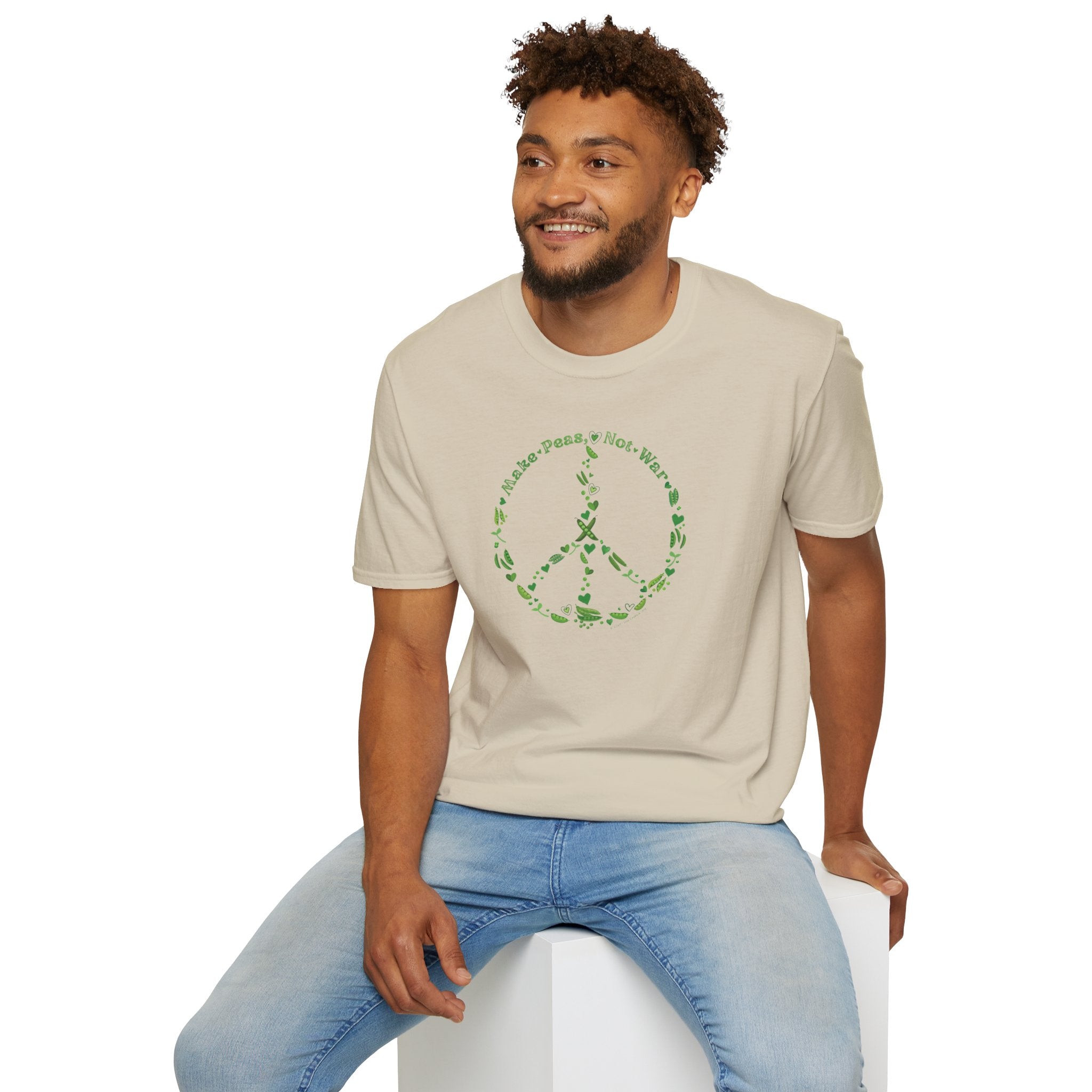 Make Peas Not War T-Shirt | Sweet Pea Peace Symbol Unisex Adults Tee