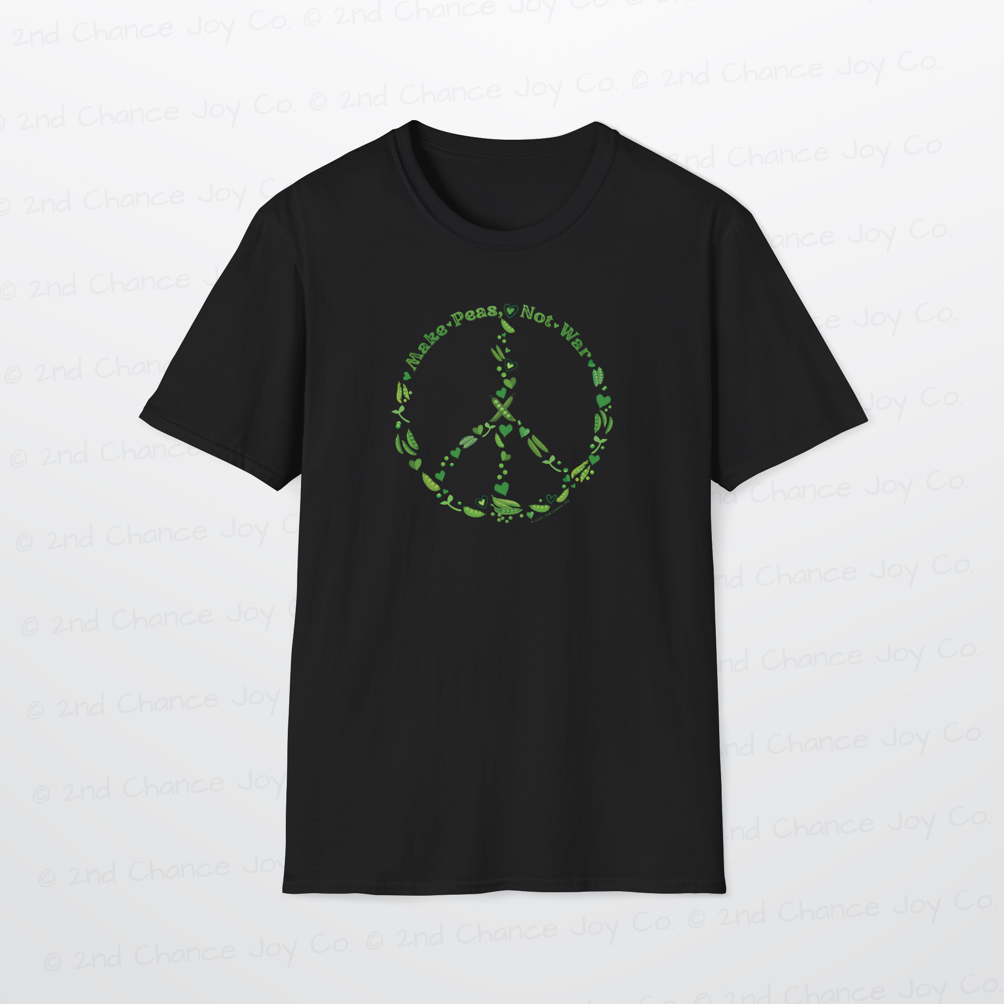 Make Peas Not War T-Shirt | Sweet Pea Peace Symbol Unisex Adults Tee