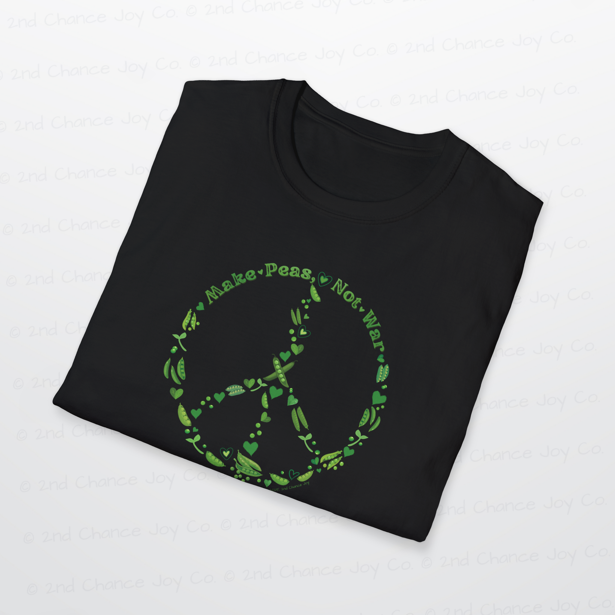 Make Peas Not War T-Shirt | Sweet Pea Peace Symbol Unisex Adults Tee