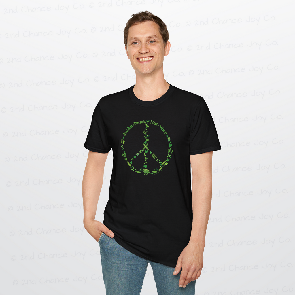 Make Peas Not War T-Shirt | Sweet Pea Peace Symbol Unisex Adults Tee