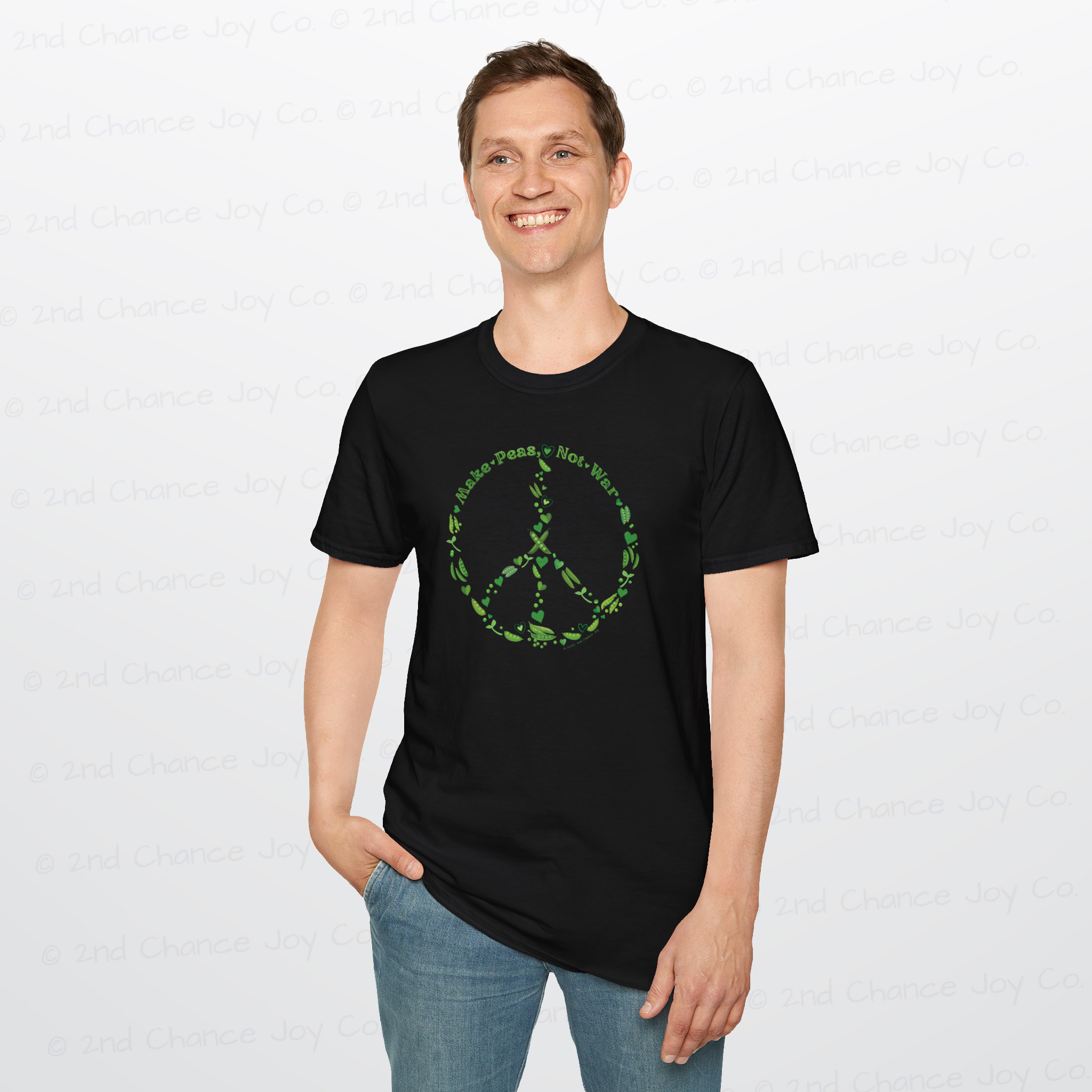 Make Peas Not War T-Shirt | Sweet Pea Peace Symbol Unisex Adults Tee