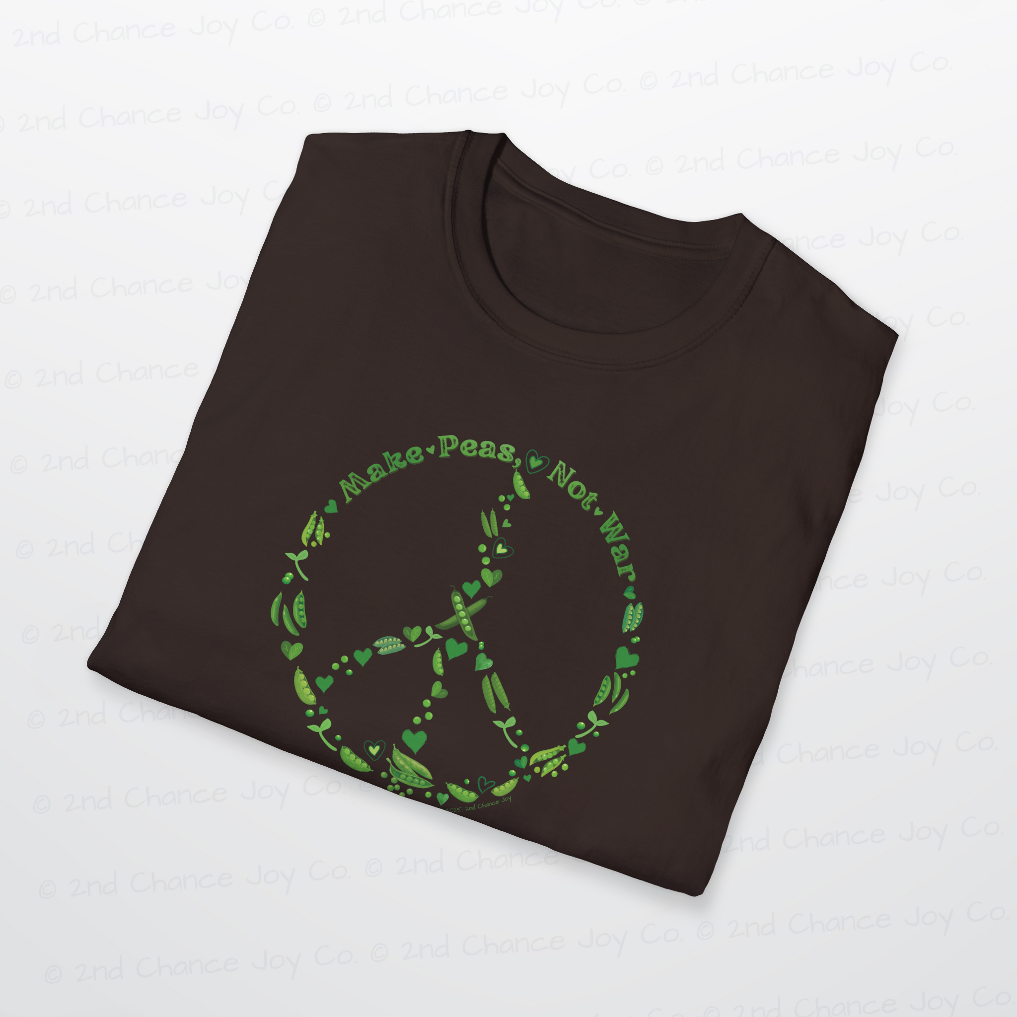 Make Peas Not War T-Shirt | Sweet Pea Peace Symbol Unisex Adults Tee