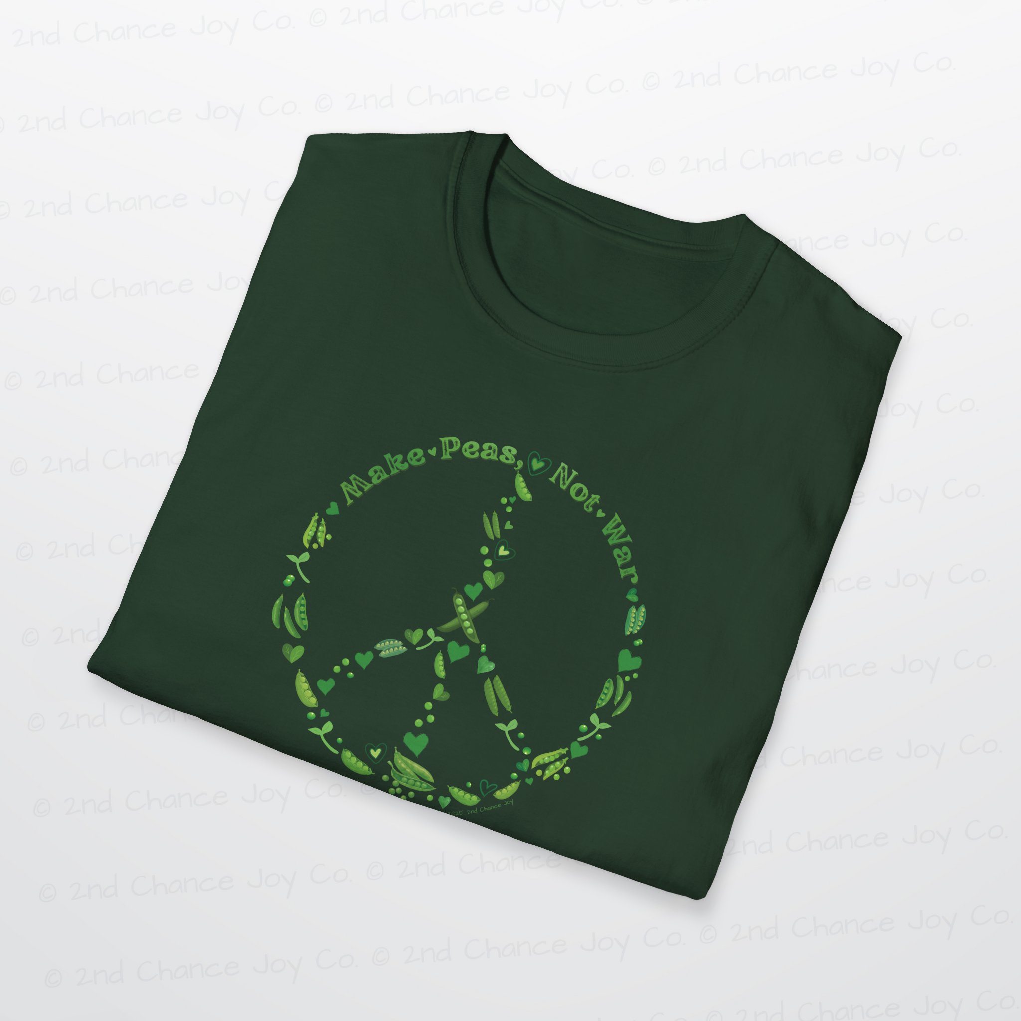 Make Peas Not War T-Shirt | Sweet Pea Peace Symbol Unisex Adults Tee