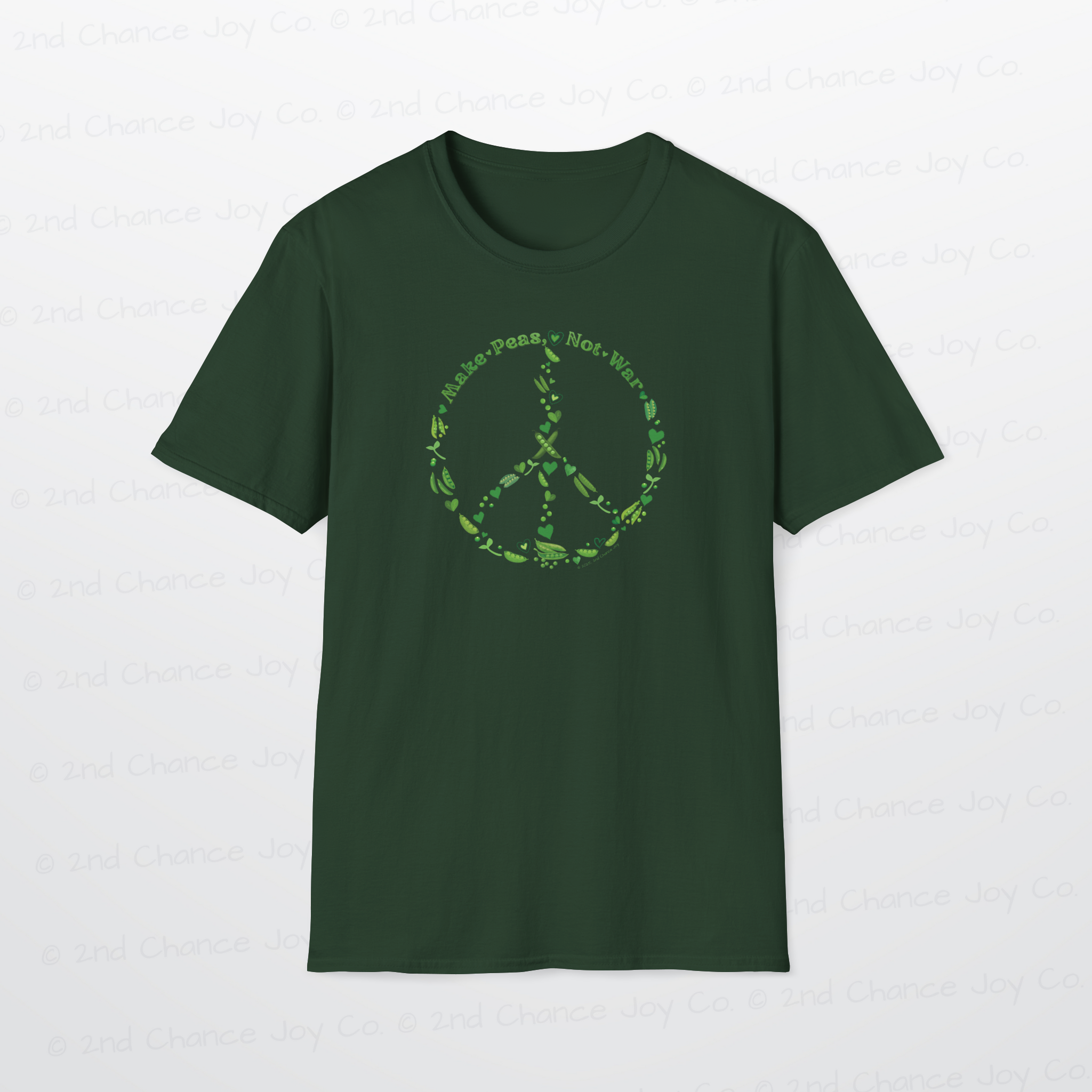 Make Peas Not War T-Shirt | Sweet Pea Peace Symbol Unisex Adults Tee