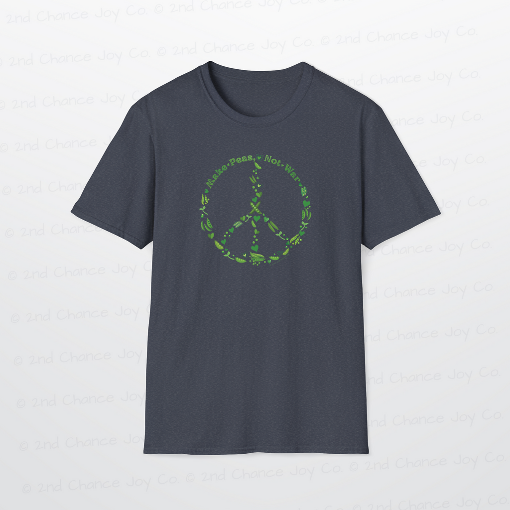 Make Peas Not War T-Shirt | Sweet Pea Peace Symbol Unisex Adults Tee