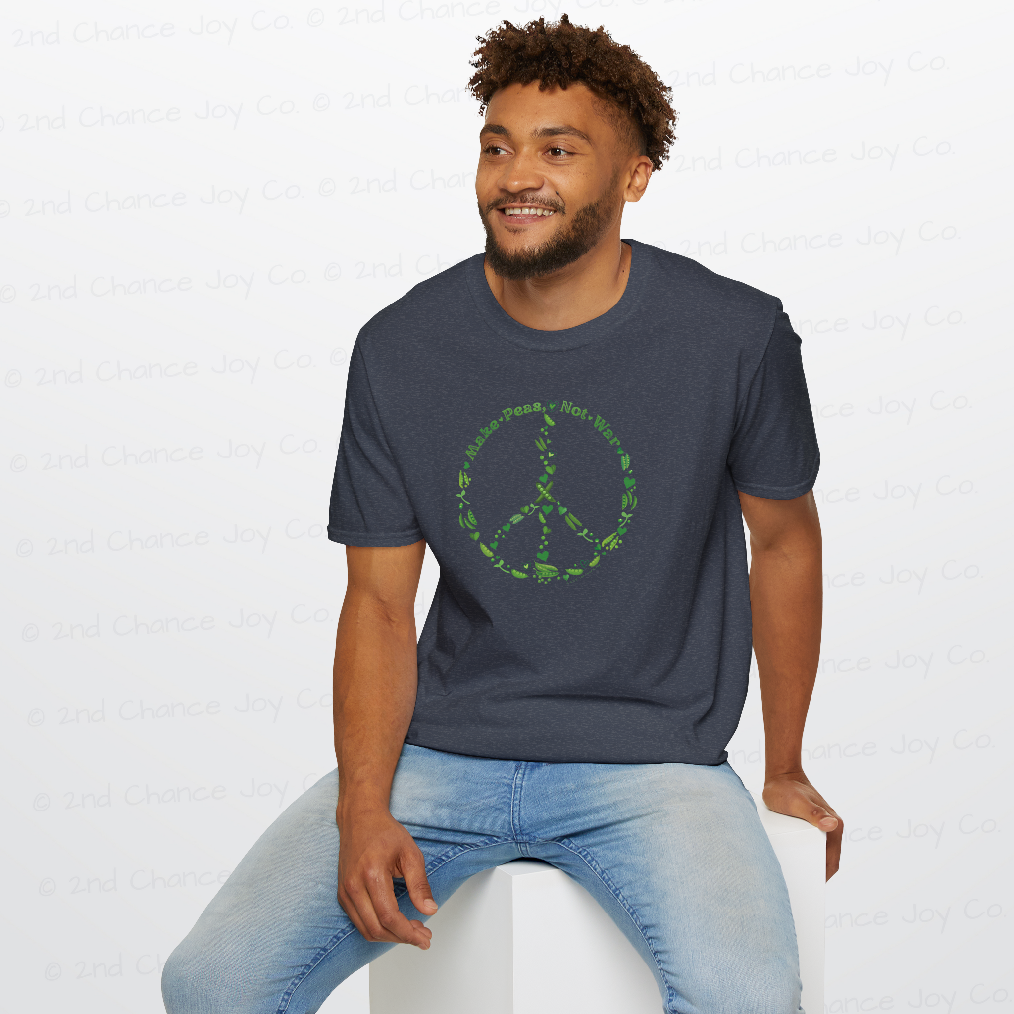 Make Peas Not War T-Shirt | Sweet Pea Peace Symbol Unisex Adults Tee