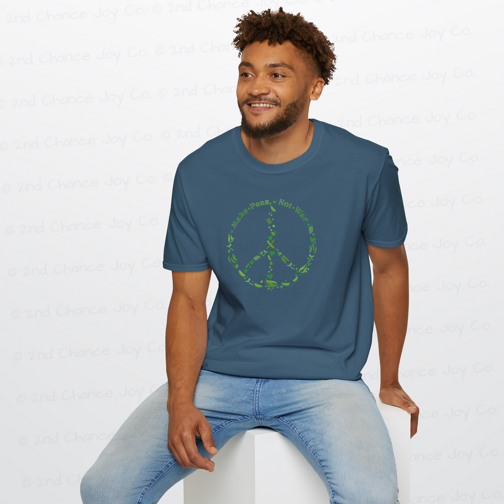 Make Peas Not War T-Shirt | Sweet Pea Peace Symbol Unisex Adults Tee