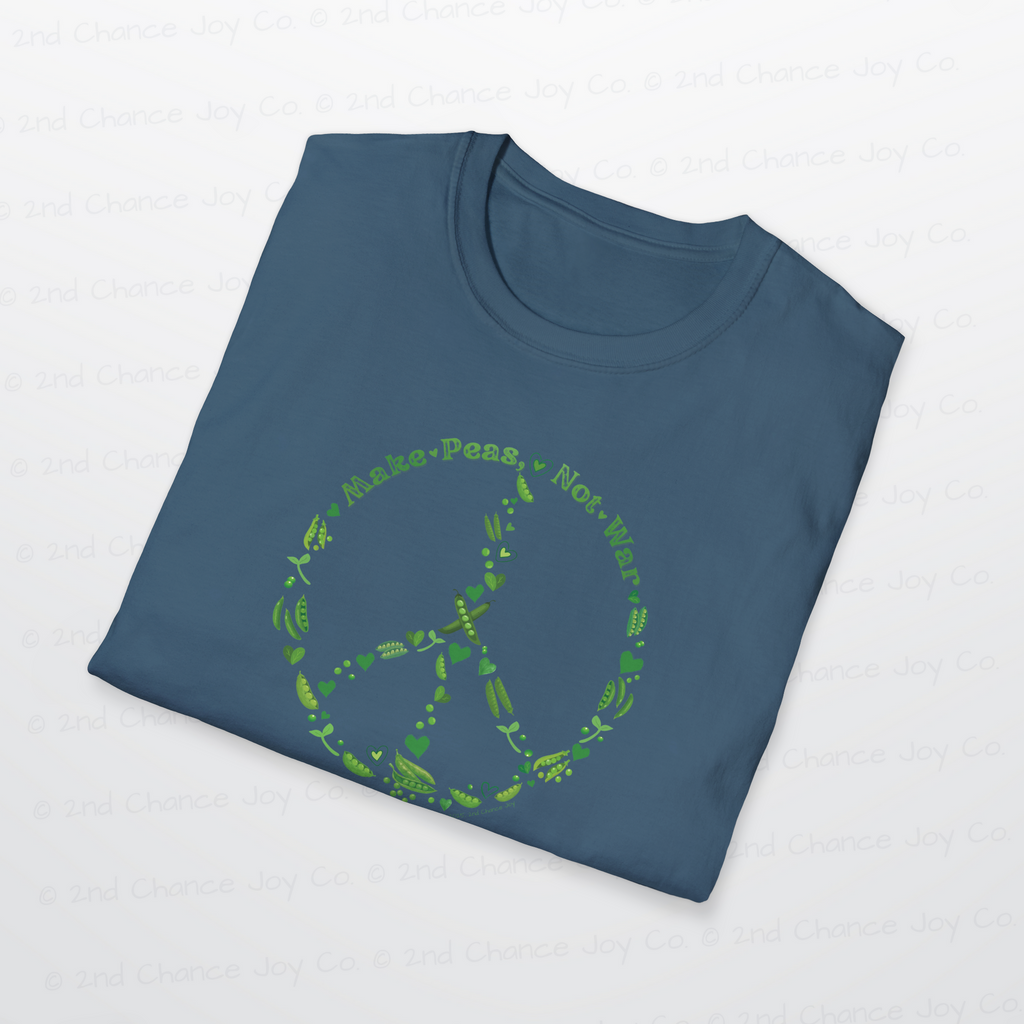 Make Peas Not War T-Shirt | Sweet Pea Peace Symbol Unisex Adults Tee