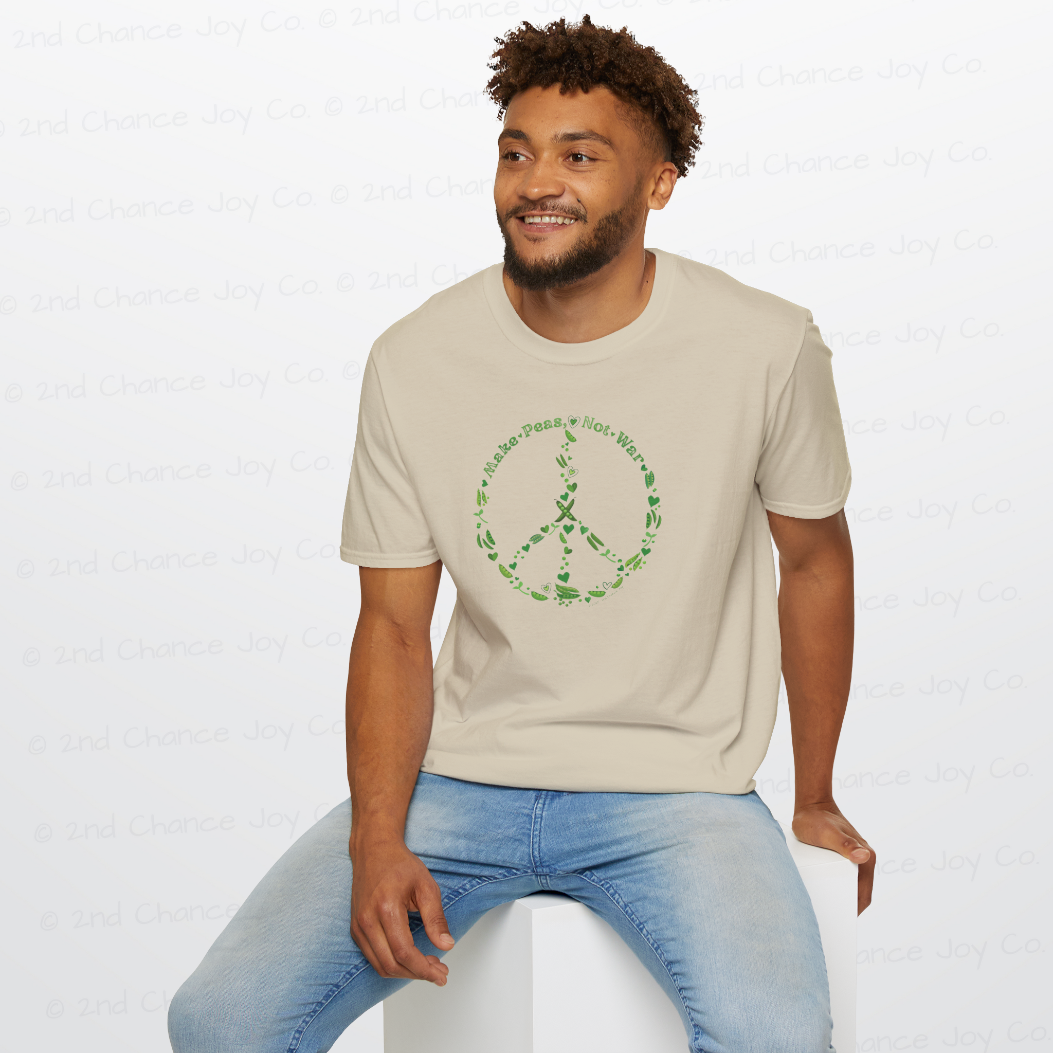 Make Peas Not War T-Shirt | Sweet Pea Peace Symbol Unisex Adults Tee