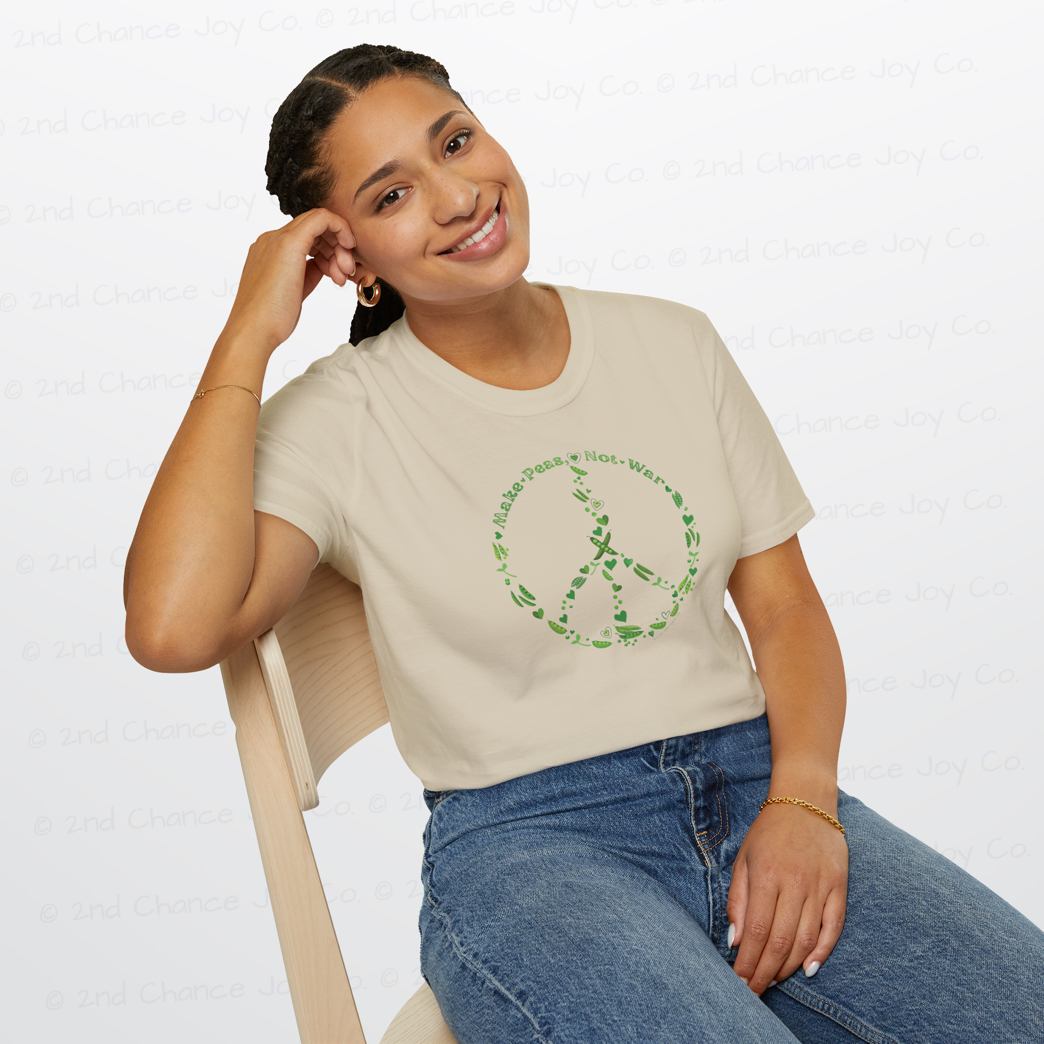 Make Peas Not War T-Shirt | Sweet Pea Peace Symbol Unisex Adults Tee
