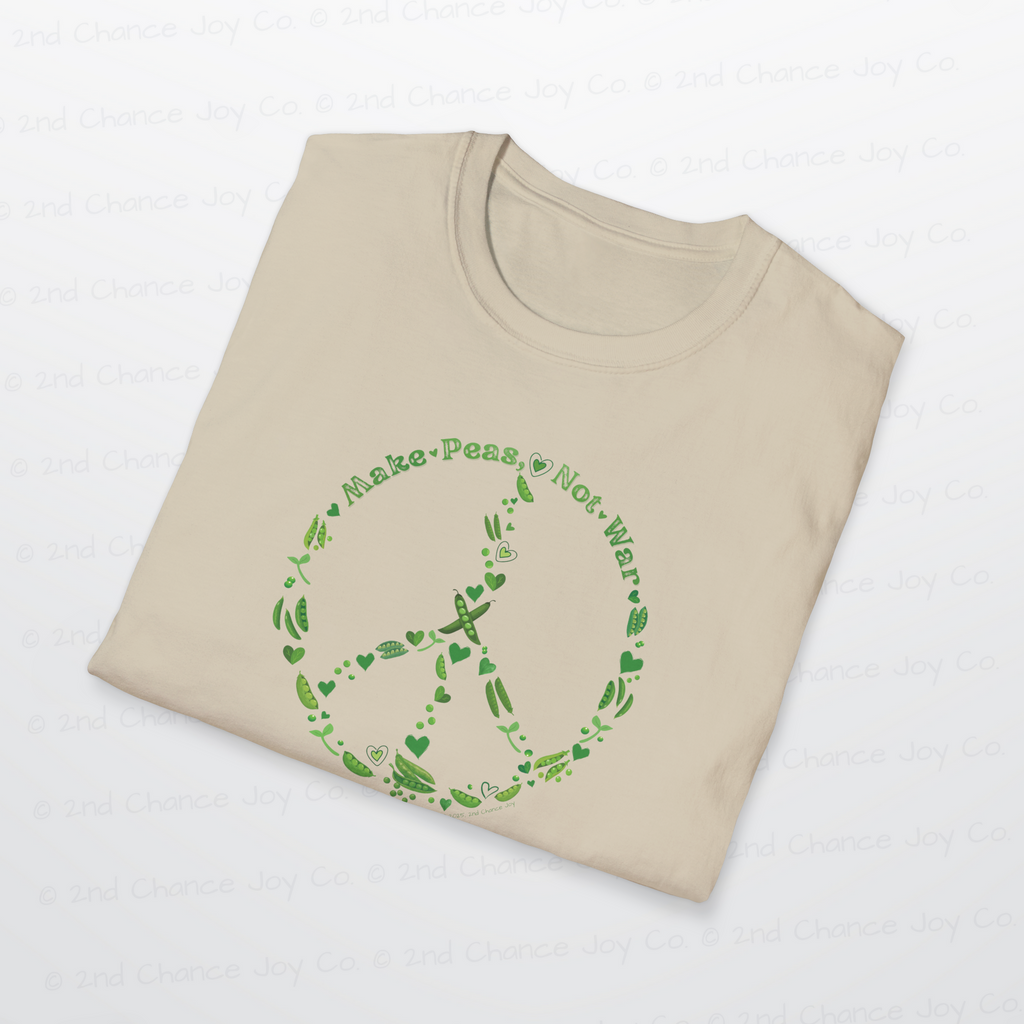 Make Peas Not War T-Shirt | Sweet Pea Peace Symbol Unisex Adults Tee