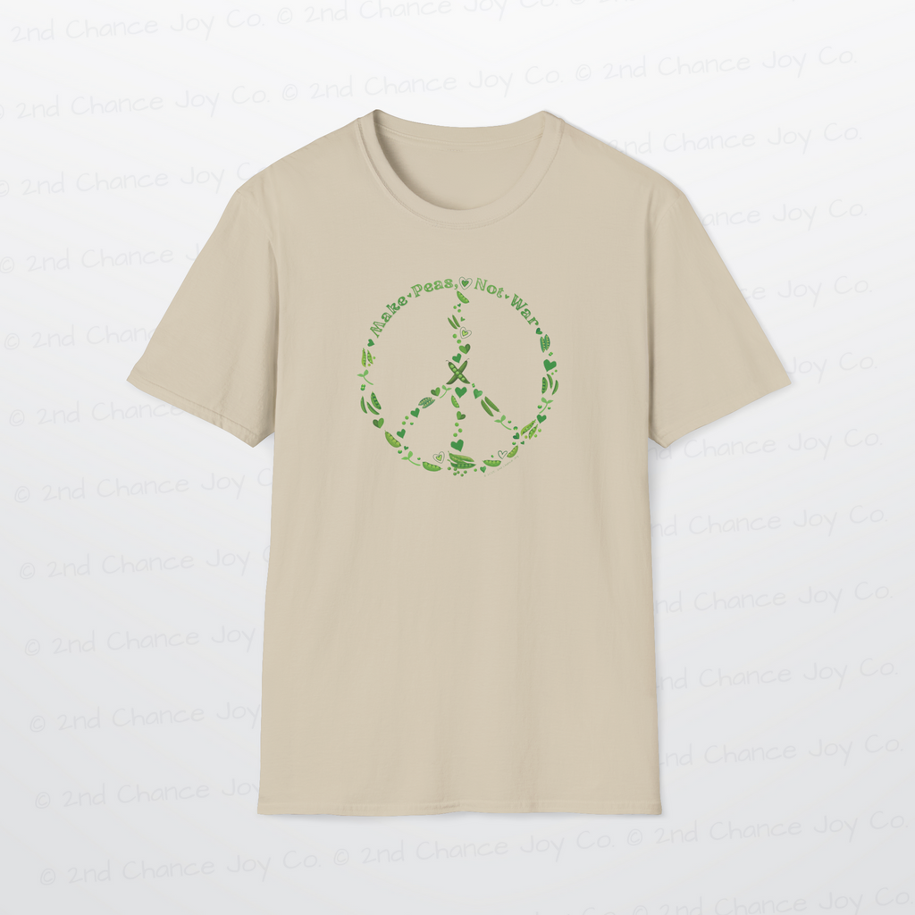 Make Peas Not War T-Shirt | Sweet Pea Peace Symbol Unisex Adults Tee