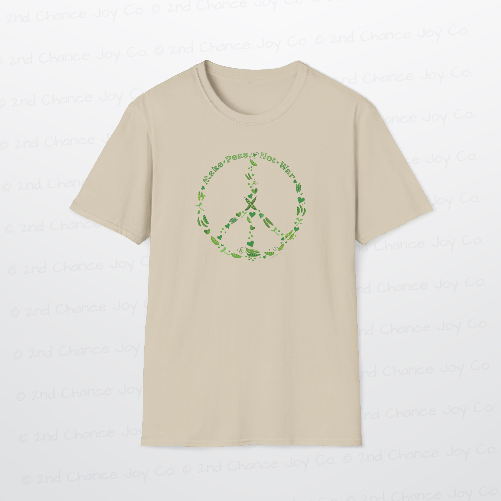 Make Peas Not War T-Shirt | Sweet Pea Peace Symbol Unisex Adults Tee