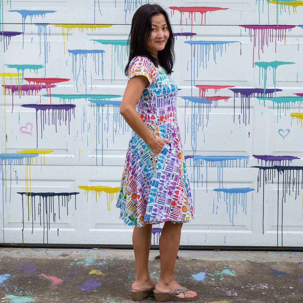 "Smarty Paints" Rainbow Art Supplies Adult Super Twirler Dress with Pockets