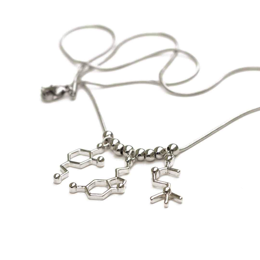 Molecules Neurotransmitter Necklace | Dopamine, Serotonin, & Acetylcholine Pendant