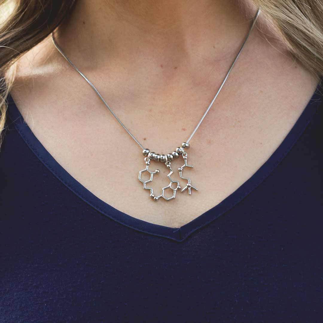 Molecules Neurotransmitter Necklace | Dopamine, Serotonin, & Acetylcholine Pendant